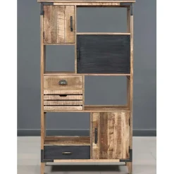 Bibliothèque à tiroirs manguier farm brun/miel - 95x40x170 cm