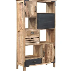 Bibliothèque à tiroirs manguier farm brun/miel - 95x40x170 cm