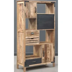 Bibliothèque à tiroirs manguier farm brun/miel - 95x40x170 cm