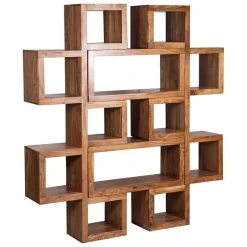 Bibliothèque asymétrique acacia greco miel - 75x30x185 cm