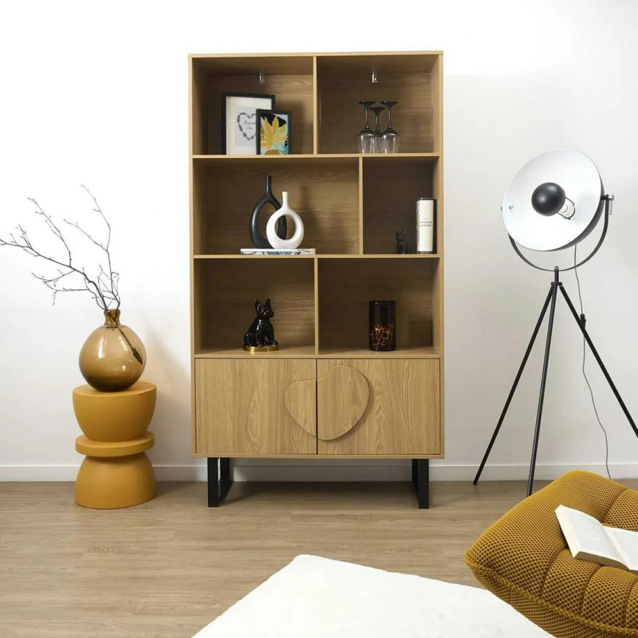 Bibliothèque Calypso marron/noir - 100x35x180 cm