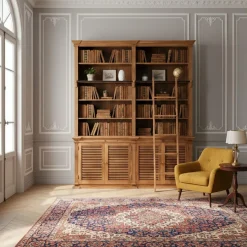 Bibliothèque échelle GM en acacia massif Marron - 200x45x235 cm