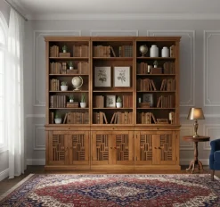 Bibliothèque échelle H235 en acacia massif Marron - 258x45x235 cm