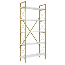 Bibliothèque Elysian blanc/doré - 180x90x33.5 cm