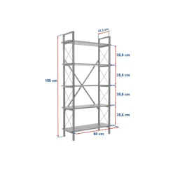 Bibliothèque Elysian blanc/doré - 180x90x33.5 cm