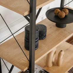 Bibliothèque Elysian chêne/noir - 180x90x33.5 cm