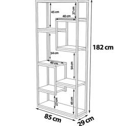 Bibliothèque emina noyer/noir - 85x182x29 cm