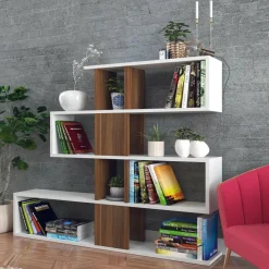 Bibliothèque Karlin blanc/marron - 120x109x20 cm