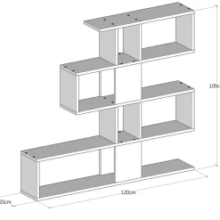 Bibliothèque Karlin blanc/marron - 120x109x20 cm