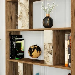 Bibliothèque Lima noyer/blanc - 90x180x20 cm