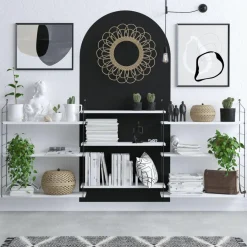 Bibliothèque lungo blanc/noir - 85x216x20 cm