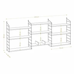 Bibliothèque lungo blanc/noir - 85x216x20 cm