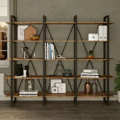 Bibliothèque ML4 marron - 219.6x34x180 cm