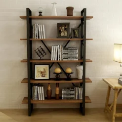 Bibliothèque nero noyer/noir - 100x180x24 cm