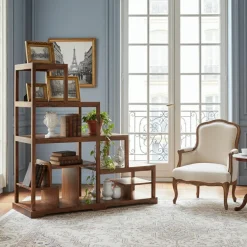 Bibliothèque ouverte escalier Acacia Dharma II Marron - 124x44x120 cm