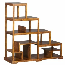 Bibliothèque ouverte escalier Acacia Dharma II Marron - 124x44x120 cm