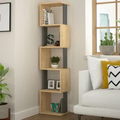 Bibliothèque Piri beige/anthracite - 35x161x30 cm