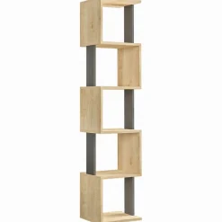 Bibliothèque Piri beige/anthracite - 35x161x30 cm