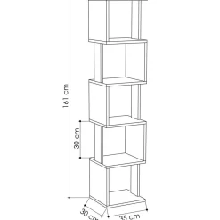 Bibliothèque Piri beige/anthracite - 35x161x30 cm
