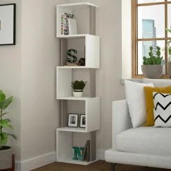 Bibliothèque Piri blanc/mocha - 35x161x30 cm