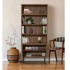 Bibliothèque Rea noir/marron - 80x36x182 cm