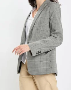 Blazer en Laine mélangée à carreaux gris