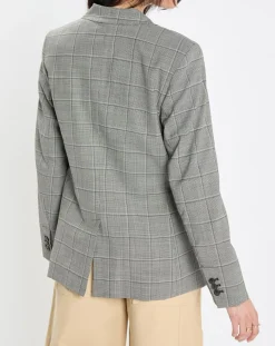 Blazer en Laine mélangée à carreaux gris