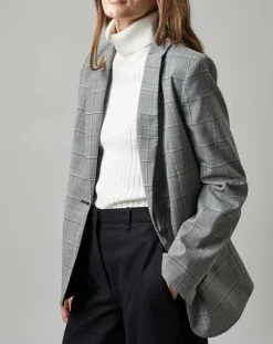 Blazer en Laine mélangée à carreaux gris