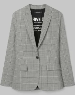 Blazer en Laine mélangée à carreaux gris