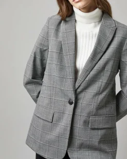 Blazer en Laine mélangée à carreaux gris