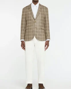 Blazer en Laine mélangée à carreaux beige/marron