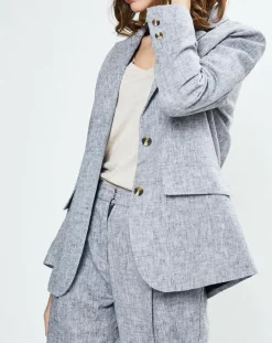 Blazer en Lin mélangé Marianne bleu marine