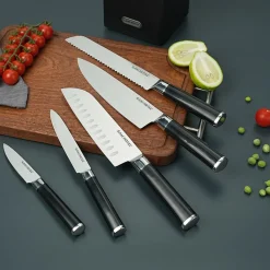 Bloc + 5 couteaux Steel noir