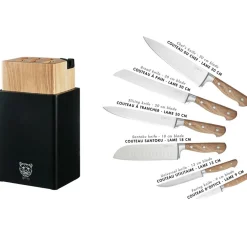 Bloc avec couteaux de cuisine Jakob Porvoo bois mat - 8 pièces