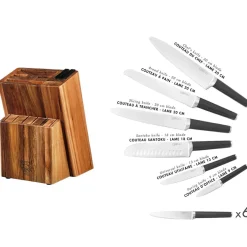 Bloc avec couteaux de cuisine et couteaux à steak Jona Loviisa - 14 pièces inox mat