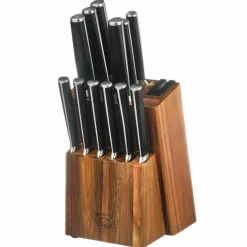 Bloc avec couteaux de cuisine et couteaux à steak Jona Loviisa - 14 pièces inox mat