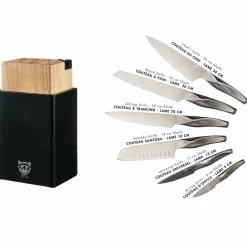 Bloc avec couteaux de cuisine Larus Porvoo gris métal - 8 pièces