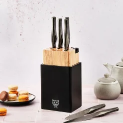 Bloc avec couteaux de cuisine Larus Porvoo gris métal - 8 pièces