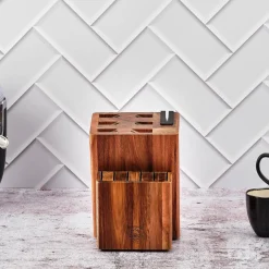 Bloc avec couteaux de cuisine et couteaux à steak Jakob Loviisa bois mat - 14 pièces