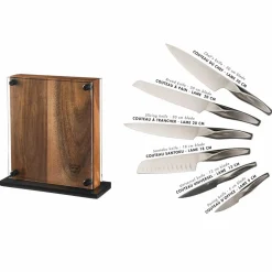 Bloc avec couteaux de cuisine Larus Rauma gris métal - 7 pièces