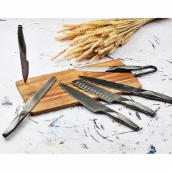 Bloc avec couteaux de cuisine Larus Rauma gris métal - 7 pièces