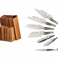 Bloc avec couteaux de cuisine et couteaux à steak Larus Loviisa gris métal - 14 pièces