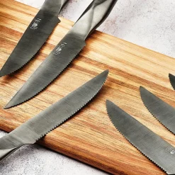 Bloc avec couteaux de cuisine et couteaux à steak Larus Loviisa gris métal - 14 pièces