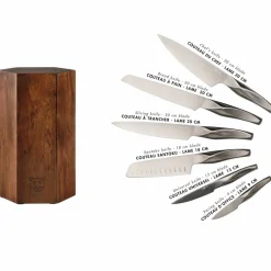 Bloc avec couteaux de cuisine Larus Imatra gris métal - 7 pièces