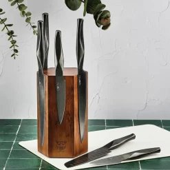 Bloc avec couteaux de cuisine Larus Imatra gris métal - 7 pièces