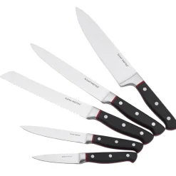 Bloc magnétique 5 couteaux Hiro noir/rouge - 26x20.2 cm