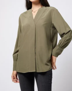 Blouse à encolure en V lenzing™ ecovero™ kaki clair