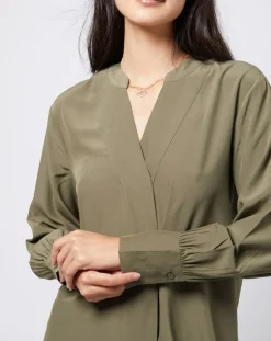 Blouse à encolure en V lenzing™ ecovero™ kaki clair