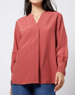 Blouse à encolure en V lenzing™ ecovero™ rouge terracotta