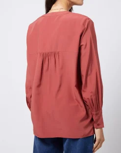 Blouse à encolure en V lenzing™ ecovero™ rouge terracotta